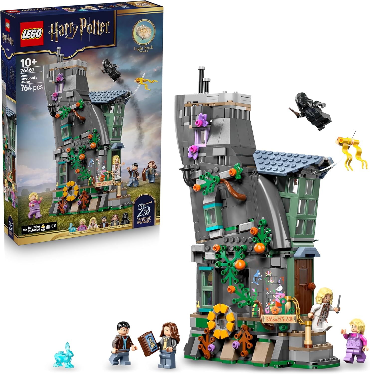 LEGO Harry Potter Luna Lovegood's House Toy - DIY Miniature Model Kit w/a Light Brick & 5 Minifigures - Bedroom Decor Idea - Gift for 10+ Year Old Girls, Boys & Fans - 76467