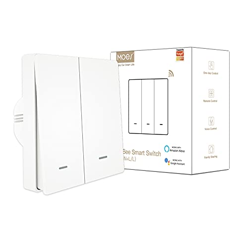 MOES ZigBee Smart Wall Light S...Bee Hub Required, 2-Gang White - down 16.10% (£4.28) to £22.31 from £26.59