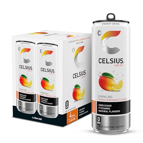 CELSIUS Energy Drink, Sparklin... Energy Drinks, 355 mL, 4-Pack - down 18.18% (£1.00) to £4.50 from £5.50