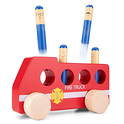 Woet® Wooden Pop Up Fire Truck... Preschool Gift, Age 2 Years + - down 40.76% (£5.71) to £8.30 from £14.01