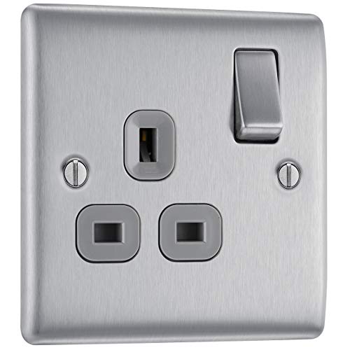 BG Electrical Single Switched ...eel, Grey Inserts, 13A, NBS21G - down 29.61% (£1.51) to £3.59 from £5.10