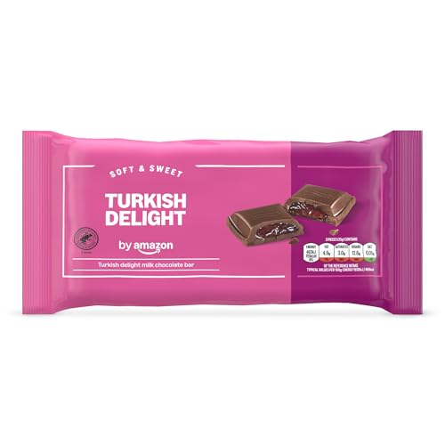 by Amazon Turkish Delight Milk Chocolate Bar, 150g - down 46.28% (£1.12) to £1.30 from £2.42