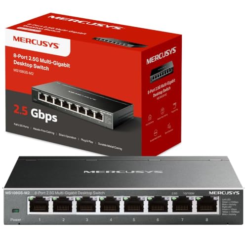 MERCUSYS MS108GS-M2 2.5GB Swit...,Durable Design, Plug and Play - down 25.72% (£15.58) to £44.99 from £60.57
