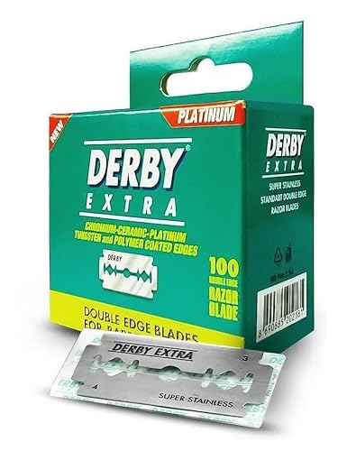 Derby Extra Double Edge Safety Razor Blades, 100 Count - down 33.22% (£1.99) to £4.00 from £5.99