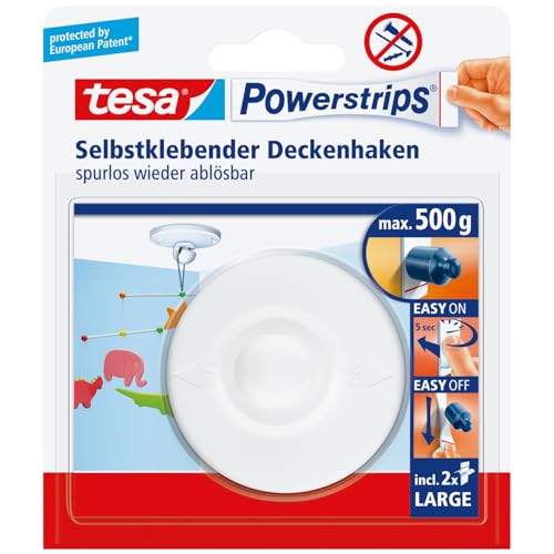 tesa Powerstrips Ceiling Hook ...trips Large, Holds up to 500 g - down 10.03% (£0.30) to £2.69 from £2.99