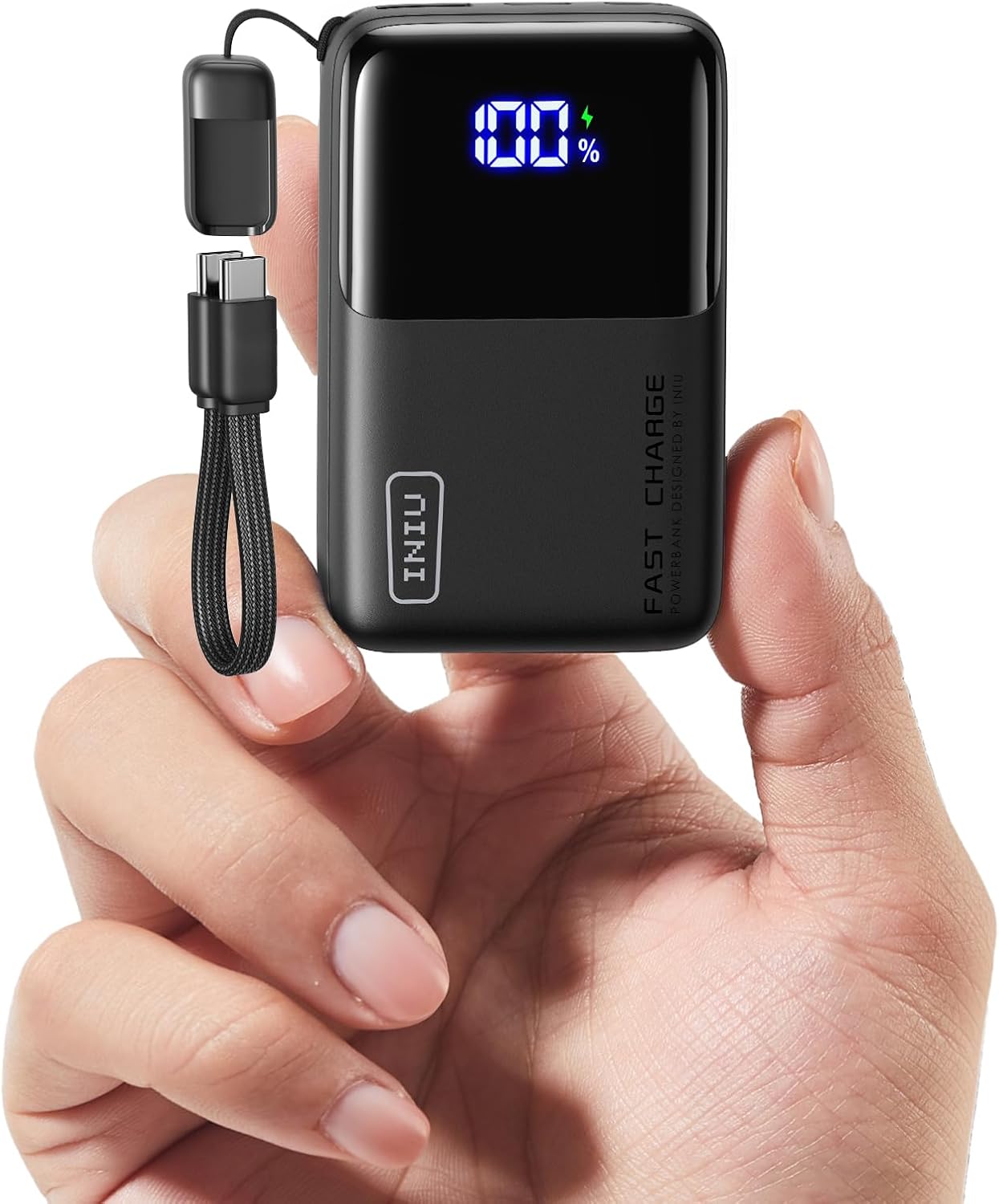 INIU Power Bank, Smallest 10000mAh Portable Charger, Mini 45W Fast Charging USB C Battery Pack with USB C Cable, Travel Essentials Powerbank for iPhone 17 Pro Max /16/15 Series, Samsung S25, iPad etc