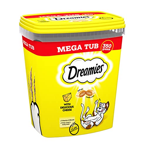 Dreamies Mega Tub 2x350 g Snac...th Delicious Cheese, Pack of 2 - down 49.91% (£5.48) to £5.50 from £10.98