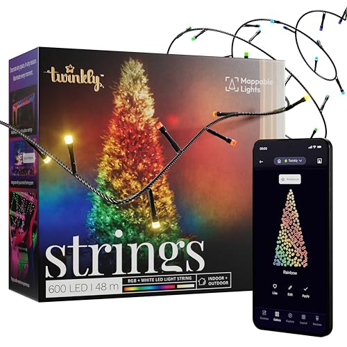 Twinkly Strings 600 LED RGB+ W...le Home, IP44, Black Wire, 48m - down 21.39% (£31.56) to £116.00 from £147.56