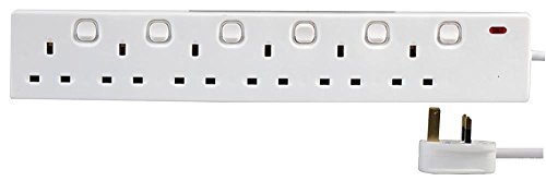 PRO ELEC 6‑Gang Switched Mains...m Cable, 13A, White – PELB1722 - down 57.03% (£11.96) to £9.01 from £20.97