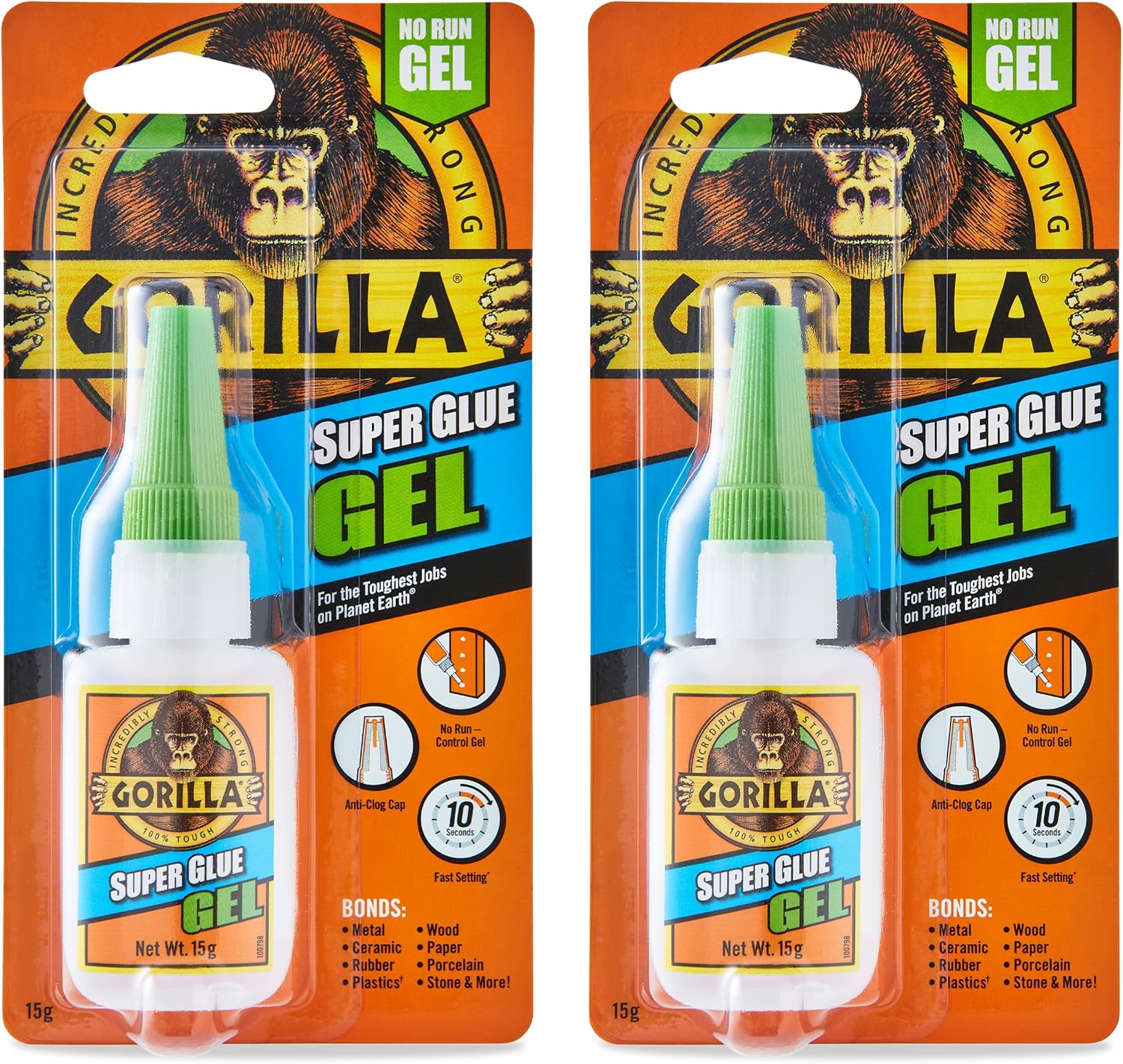 Gorilla Super Glue Gel 15g (Pack of 2) - down 48.60% (£5.20) to £5.50 from £10.70