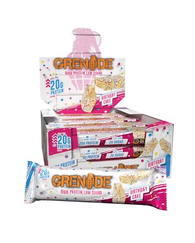 Grenade High Protein, Low Suga...Bar - Birthday Cake, 12 x 60 g - down 23.39% (£4.73) to £15.49 from £20.22