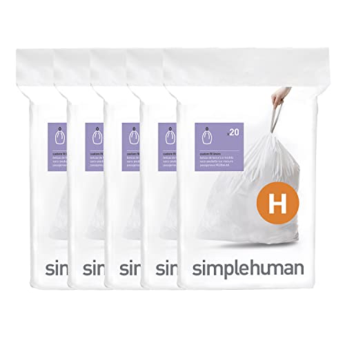 simplehuman Code H 100 Liners,...ring Tie Handle, 30-35L, White - down 35.71% (£10.00) to £18.00 from £28.00