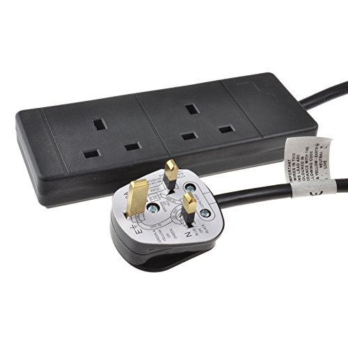 PRO ELEC PELB1736 2 Gang Extension Lead 2m, Black - down 50.05% (£5.00) to £4.99 from £9.99