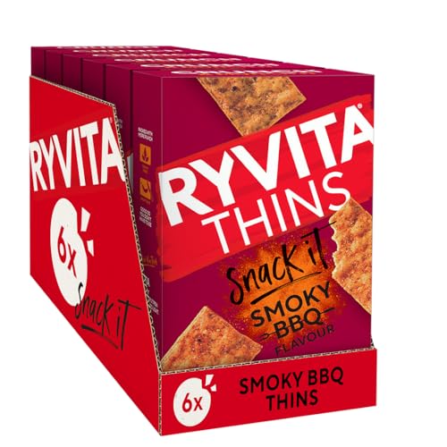 Ryvita Thins Snack It Smoky BBQ Flavour 125g Pack of 6 - down 22.20% (£2.14) to £7.50 from £9.64