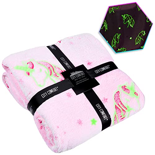 CityComfort Glow in The Dark U...nicorn Blanket for Kids (Pink) - down 8.37% (£0.72) to £7.88 from £8.60