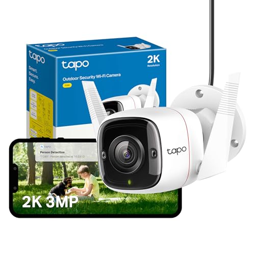 Tapo TC65 2K Security Camera Outdoor Wireless & Wired, Outdoor Camera No Monthly Fee, Smart Person Detection, Advanced Night Vision,Two-Way Talk, IP66 Weatherproof, Works with Alexa & Google