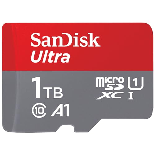 SanDisk 1TB Ultra micro SD card + SD adapter (For Android Smartphones and Tablets, Memory card up to 150 MB/s, with A1 App Performance, UHS-I, Class 10, U1)