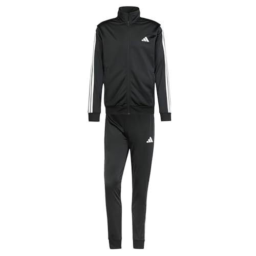 adidas Men's SPORTSWEAR BASIC 3 STRIPES TRICOT TRACKSUIT, Black, S