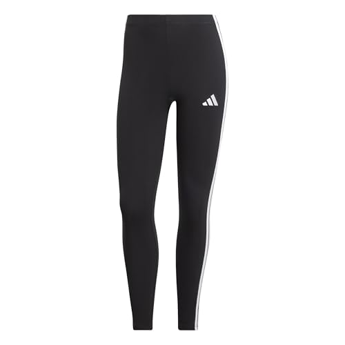 adidas Women's Essentials 3-Stripes Cotton Leggings Tights, Black/White, L