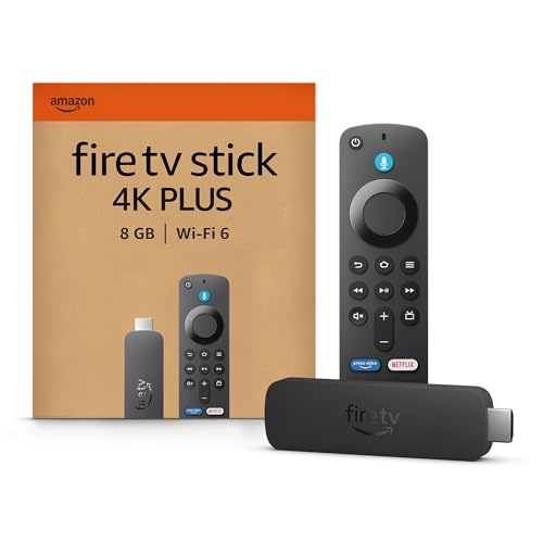 Certified Refurbished Amazon Fire TV Stick 4K Plus streaming device, supports Wi-Fi 6, Dolby Vision/Atmos, HDR10+