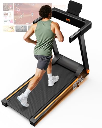 Lacuffy Treadmills for Home Foldable 100x42cm, 136kg Weight Capacity, 12km/h, 8% Incline Folding Treadmill for Heavy People, Raceable Foldable Treadmill with Multi-runner Race, Door to Door Delivery