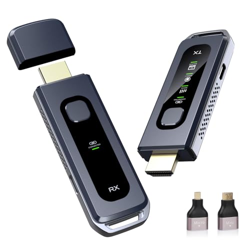 Wireless HDMI Transmitter and Receiver 328FT/100M, LED Display, 4K Input & Output, 5.8G+2.4G Dual Band, Wireless HDMI Extender Auto Pairing for TV/Laptop//Monitor/Projector