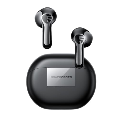 SoundPEATS Air6 HS Semi-In Ear Wireless Earbuds with Hi-Res Audio & LDAC, 45H Battery, Triple-Magnet Driver, Bluetooth 6.0 Earphones with 4-Mic AI Call, Spatial Audio, Touch and APP Control Black