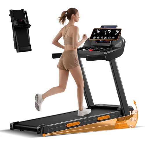 3-in-1 Foldable Treadmill with 14% Incline, Folding Treadmill 12KM/H for Home, 3HP Electric Running Machine, 180KG Capacity Quiet Running Machine for Office Gym, 3 Screen Display & 12 Programs