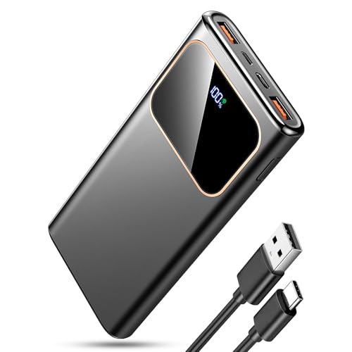 Power Bank Fast Charging 10000mAh, 22.5W Portable Charger USB C Input & Output Powerbank with LED Display, PD3.0 QC4.0 Phone Battery Pack for iPhone17/16/15/14/13/12, Android More，2026 Black