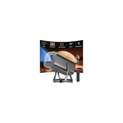 Mini Projector HD 1080P 4K Supported Smart Projectors Auto Keystone & Focus 22000 Lumen 260 ANSI Bightness WIFI 6 and Bluetooth Home Theatre 200" w 270°Rotatable Stand for Game/Bedroom/Outdoor/Phone