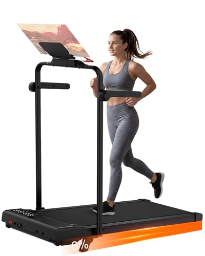 MJWW Under Desk Treadmill, 3HP Foldable Walking Pad with APP/Remote, 1-12km/h Variable Speed & 5% Incline, AI Fitness & HIIT Modes, 136kg Capacity Smart Treadmill for Home Office