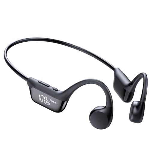 ZOVIMAX Bone Conduction Headphones, Bluetooth 6.0 Open Ear Headphones with Mic, 12H Battery Life, LED Display, IPX7 Waterproof Sport Earphones, Secure Fit for Running, Gym Workout, Ski, Cycling