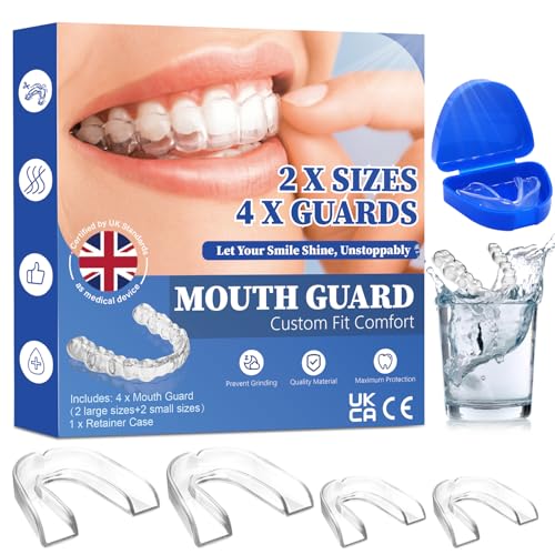 4 Pack Sleeping Mouth Guard for Clenching Teeth at Night, Stops Bruxism, Reusable Mouth Guards Grinding Teeth for Adults & Kids (with a Travel Cases)