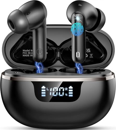 2026 Wireless Earbuds, Bluetooth 5.4 Headphones, 50H Playtime In Ear Earphones HiFi Stereo, Ear buds with 4 ENC Noise Cancelling Mics Deep Bass, Fast Charging, IP7 Waterproof Earbuds with LED Display