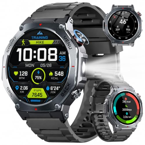 Jugeman Smart Watch for Men, 1.43" AMOLED Military Smart Watch Make Calls