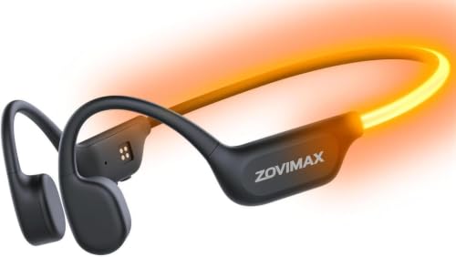 2026 Bone Conduction Headphones with Adjustable LED Safety Light, Open Ear Wireless Sports Headphones with Leak-Free Mic, IP67 Waterproof & Windproof Headsets with Bluetooth 6.0 Tech for Workout/Games