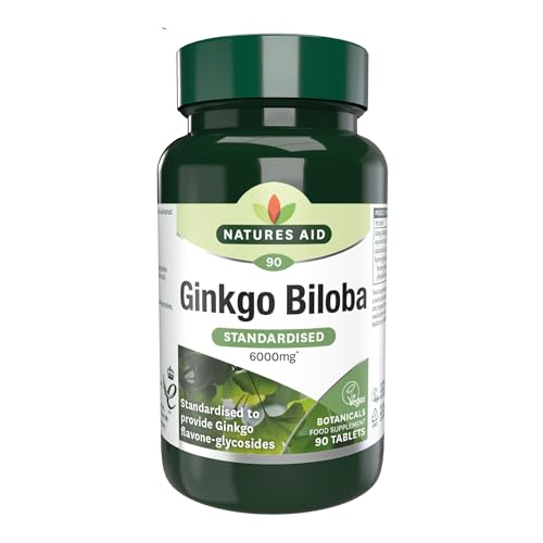 Natures Aid Ginkgo Biloba 6000...-GMO, Gluten-Free - 90 Tablets - down 32.00% (£2.96) to £6.29 from £9.25
