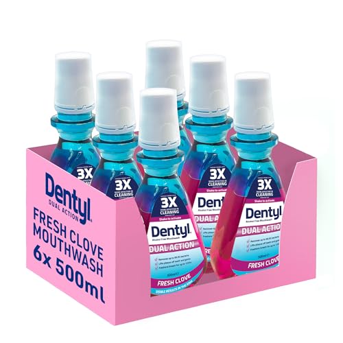Dentyl Dual Action CPC Mouthwa...ol Free, Fresh Clove, 6x500 ml - down 54.55% (£14.40) to £12.00 from £26.40