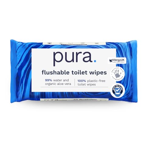 Pura Flushable Moist Toilet Ti...mpostable, Vegan, Gentle Clean - down 27.06% (£0.46) to £1.24 from £1.70