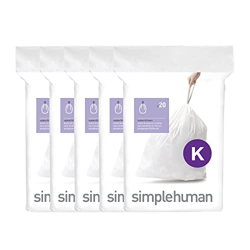 simplehuman Code K 100 Liners,...ring Tie Handle, 35-45L, White - down 35.77% (£11.14) to £20.00 from £31.14