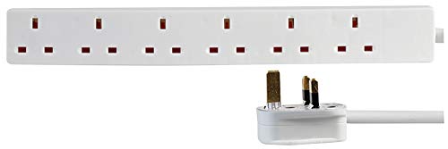 PRO ELEC PELB1908 6 Gang Extension Lead 2m, White - down 52.48% (£3.91) to £3.54 from £7.45