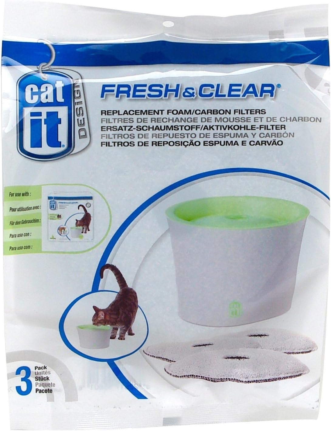Catit Fresh and Clear Replacem...oam/ Carbon Filters, Pack of 3 - down 6.89% (£0.21) to £2.84 from £3.05