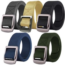 Enzo Mens Canvas Web Belts Adjustable Metal Ratchet Buckle Heavy Duty Army Style