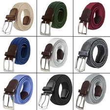 Enzo Stretch Belts Mens Womens Elasticat Woven Braided Adjustable Metal Buckle