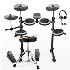🥁Donner DED-80 Electronic Drum Set 4 Quiet Mesh Pads 180 Sounds 15 Kits Grey /
