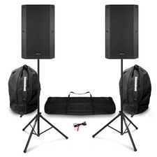 Vonyx VSA120S 12" Active DJ Speaker Pair with Stands, Cable & Bags