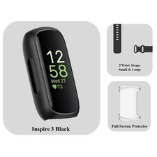 Google Fitbit Inspire3 ActivityTracker BUNDLE-Black, Charger&Strap Included-USED