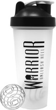 Protein Shaker Bottle 600ml - Warrior - Mixer Blender Cup with Ball, Plastic