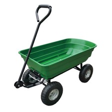 Garden Trolley Green Heavy Load 120kg Tipping Wheelbarrow Utility Truck