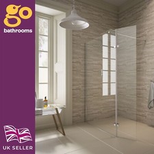 Easy Clean 1350mm Wetroom Rayle Shower Screen 180⁰ Return Panel With Support Bar